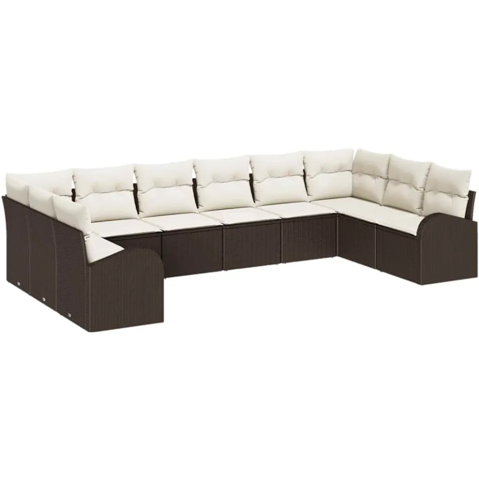 vidaXL Bankstel 10 st Bruin [Synthetisch]: Polyrattan