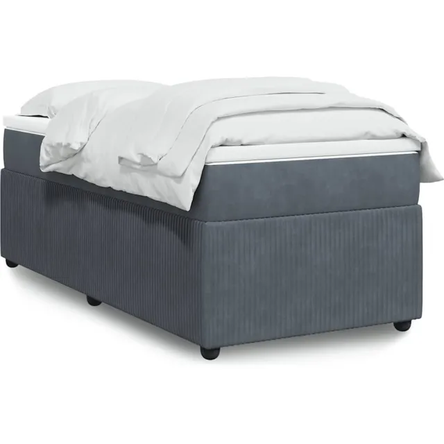 vidaXL Boxspring met matras fluweel donkergrijs 90x190 cm grijs