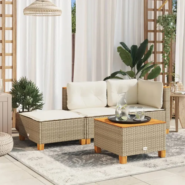vidaXL Tuinkruk met kussen 63,5x56x32 cm poly rattan beige, foto 2