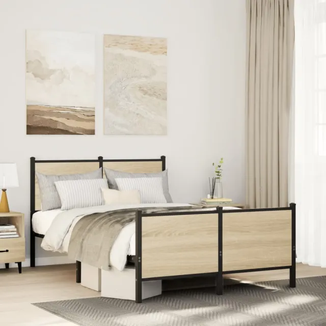 vidaXL Bedframe zonder matras metaal sonoma eikenkleurig 120x190 cm