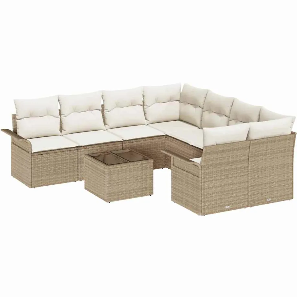 vidaXL Tuin Sofa Set 9 st Beige poly rattan