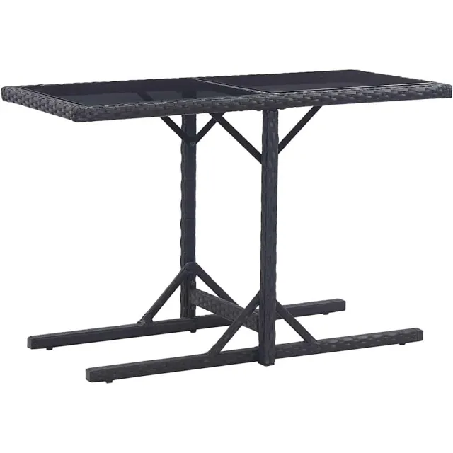 vidaXL Tuintafel 110x53x72 cm glas en poly rattan zwart