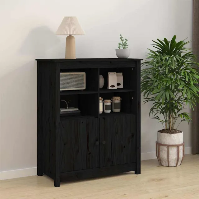 vidaXL Dressoir 83x41,5x100 cm massief grenenhout zwart, foto 2