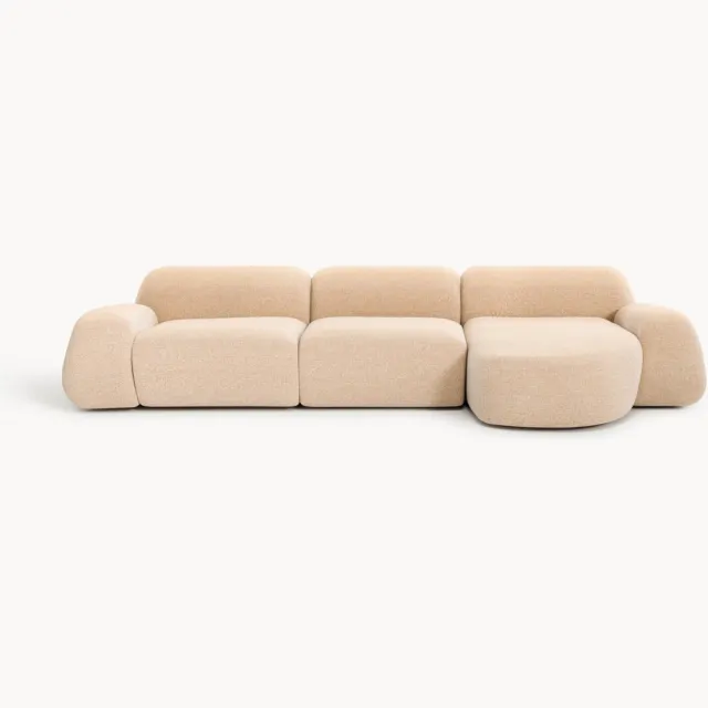 Westwing Collection Modulaire bouclé hoekbank Wolke (4-zits) oranje