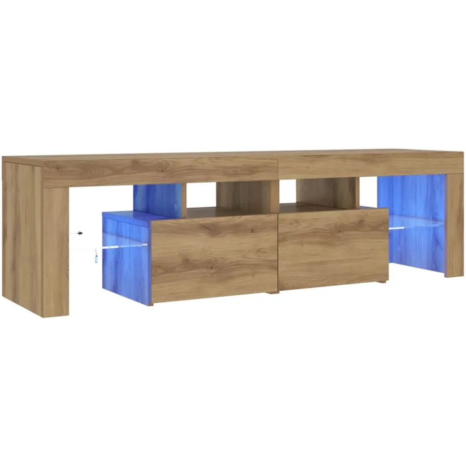 vidaXL Tv-meubel met LED 140x36,5x40 cm bewerkt hout artisanaal eiken Bruin