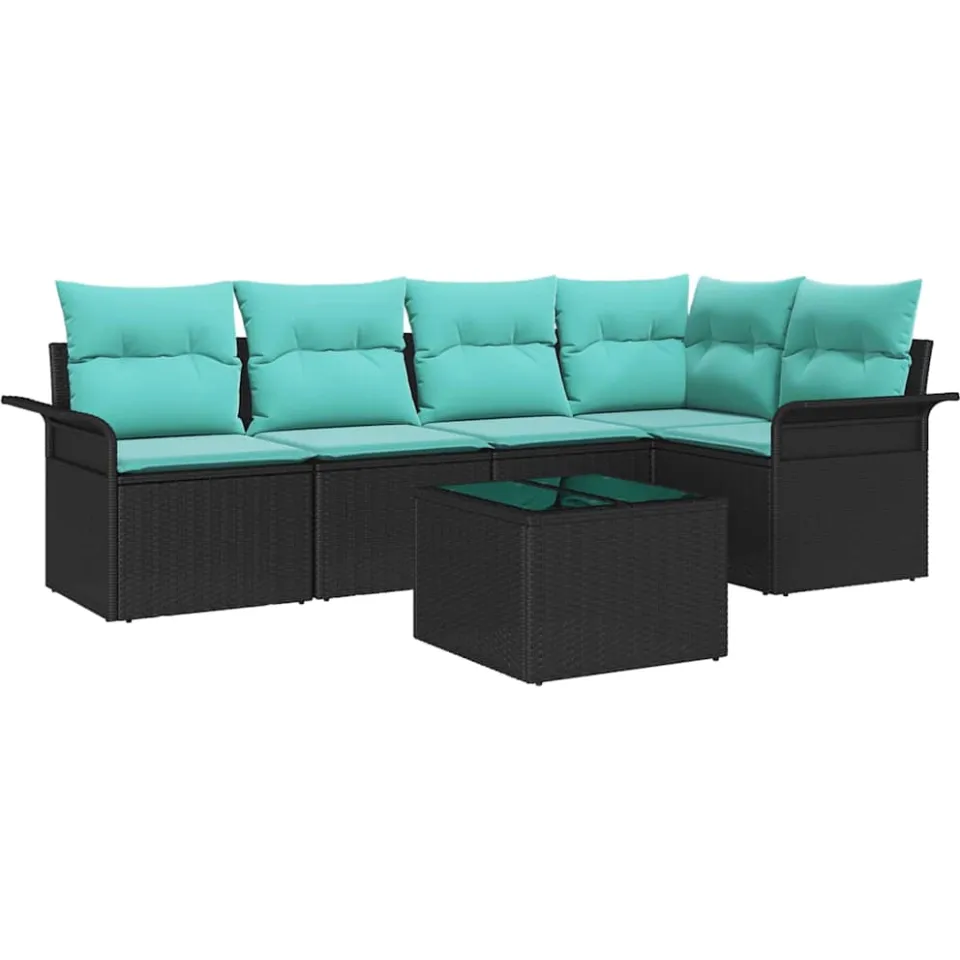 vidaXL Tuin Sofa Set 6 st Zwart poly rattan