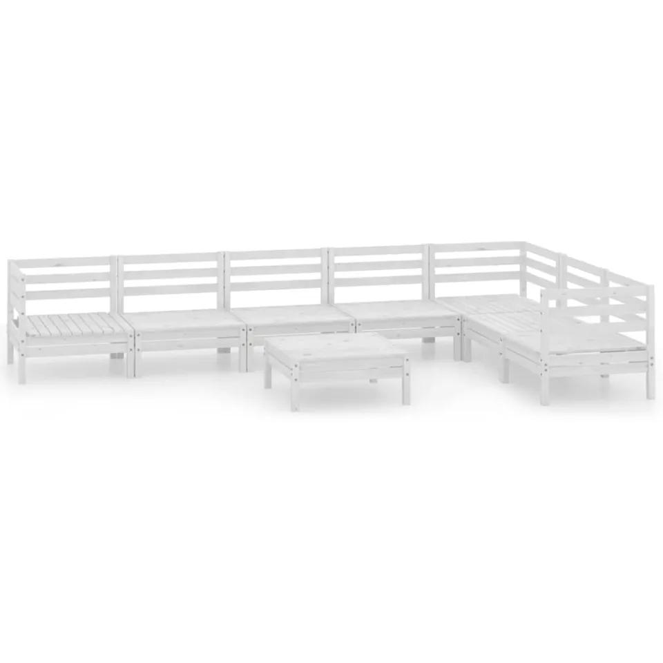 vidaXL 8-delige Loungeset massief grenenhout wit, foto 3
