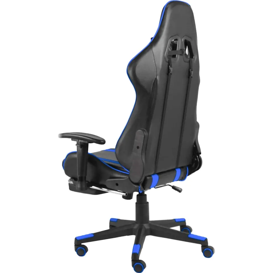 vidaXL Gamestoel draaibaar met voetensteun PVC blauw, foto 3