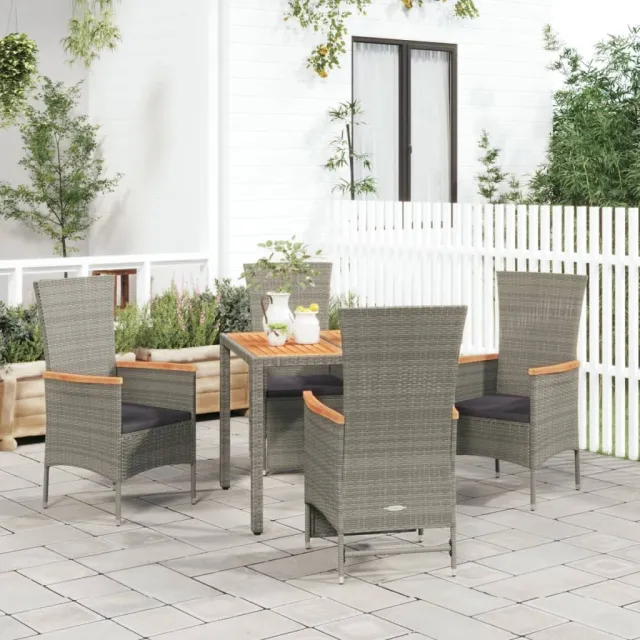 vidaXL 5-delige Tuinset met kussens poly rattan grijs, foto 2