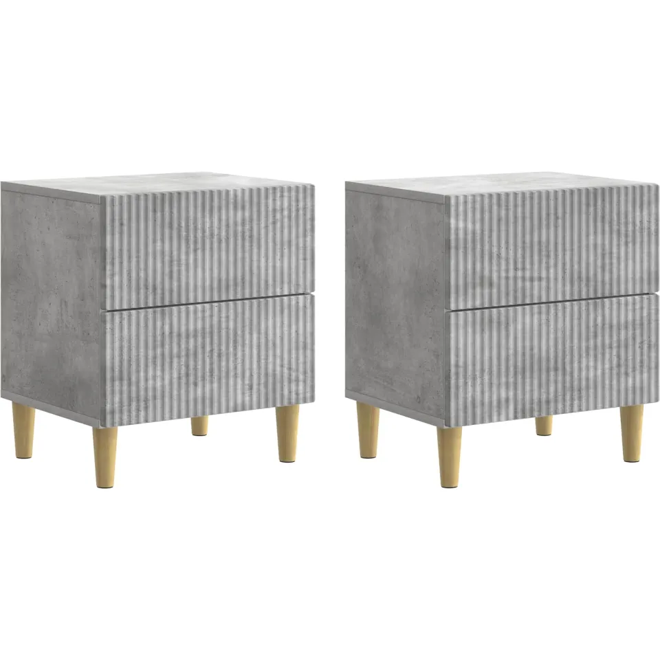 vidaXL Nachtkastje 2 st Betongrijs 43 x 34,5 x 48 cm Bewerkt hout grijs, foto 3
