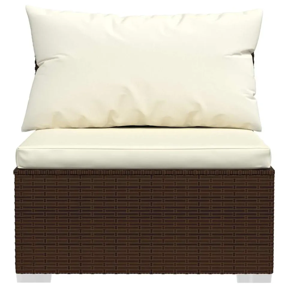vidaXL Driezitsbank met kussens poly rattan bruin, foto 4
