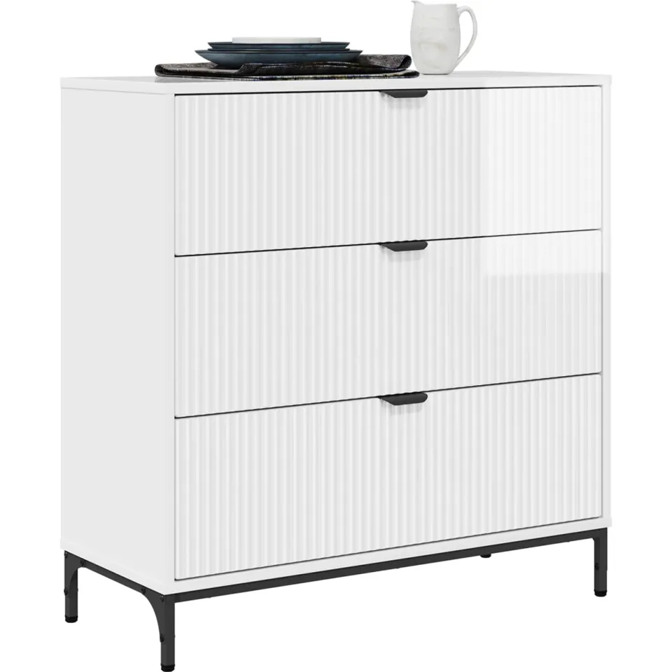 vidaXL Dressoir Hoogglans wit 79,5 x 33 x 82 cm Bewerkt hout, foto 3