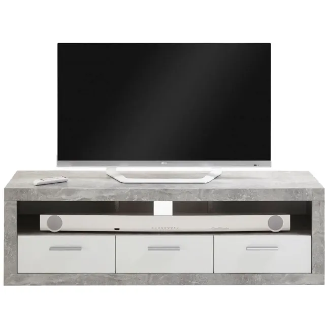 tv-meubel Nordin beton grijs en wit Grijs | Wit
