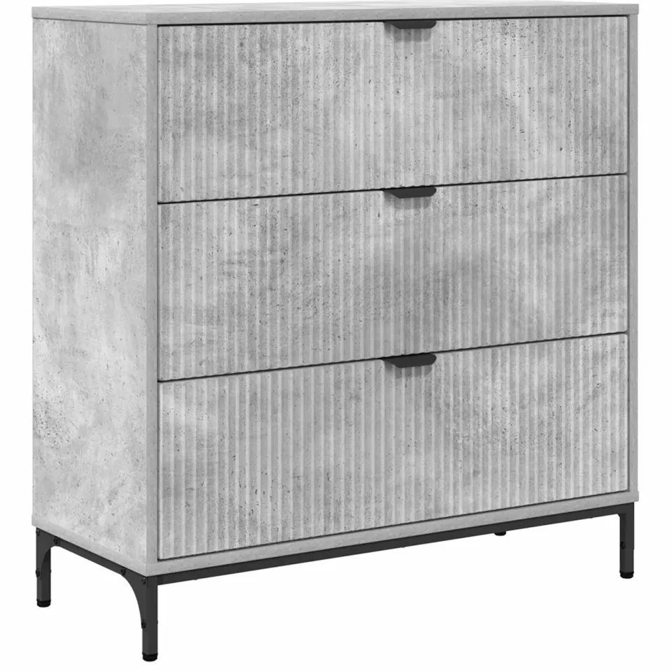 vidaXL Dressoir Beton Grijs 79,5 x 33 x 82 cm Bewerkt hout, foto 3