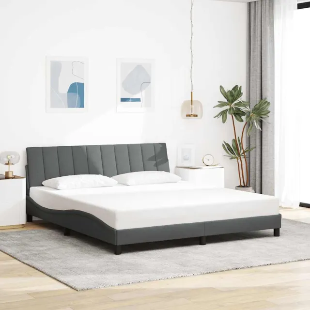 vidaXL Bedframe zonder matras "Hanko" stof donkergrijs 180x200 cm