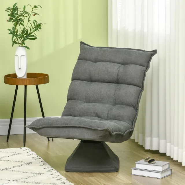 COVREO Relaxfauteuil 62x70x95 cm grijs, draaibaar met verstelbare rugleuning