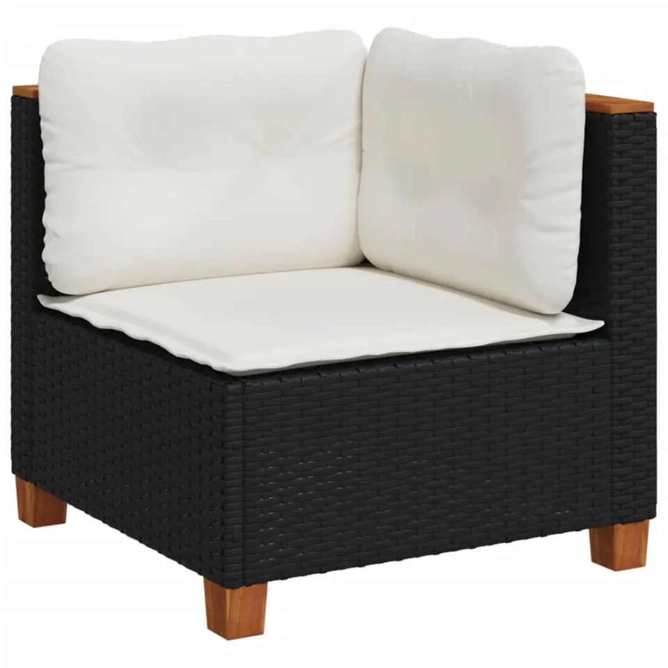 vidaXL 5-delige Loungeset met kussens poly rattan zwart, foto 4
