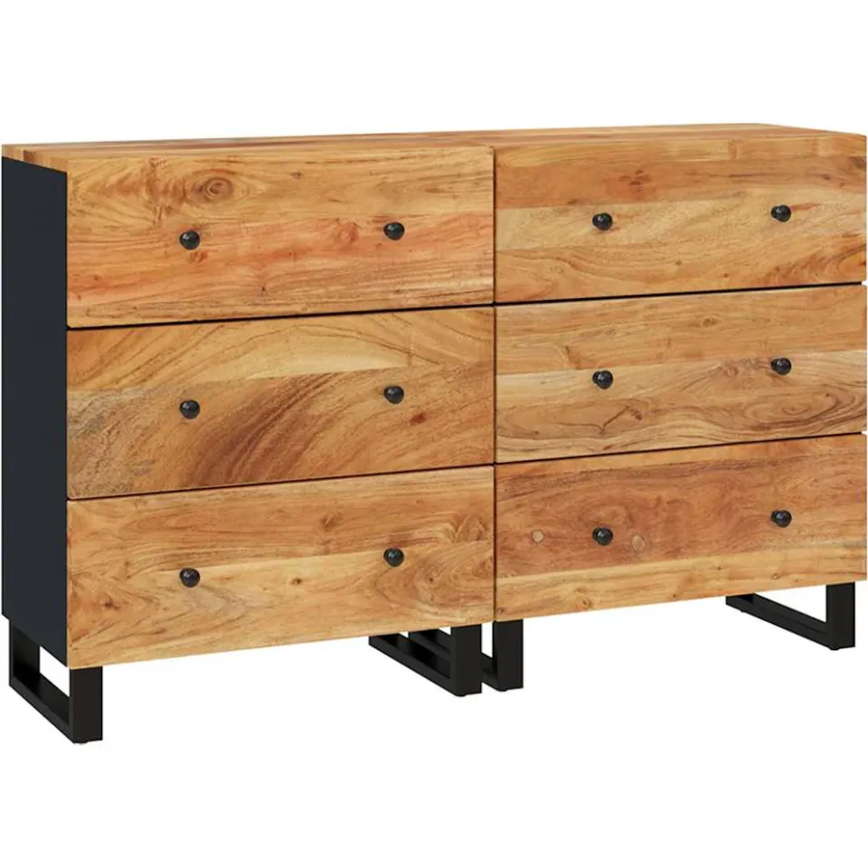 vidaXL Dressoirs 2 st 60x33x75 cm massief acaciahout Bruin