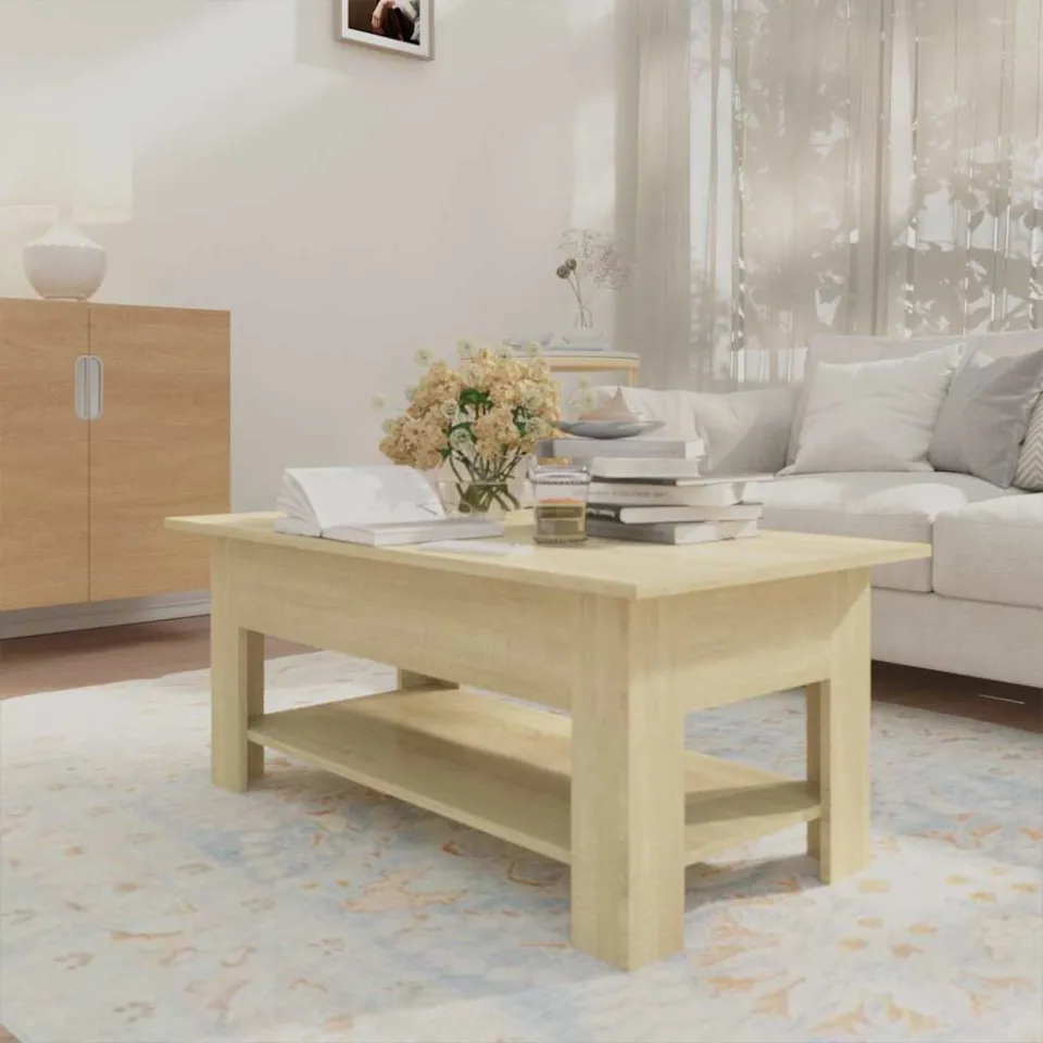 vidaXL Salontafel 102x55x42 cm bewerkt hout sonoma eikenkleurig, foto 4