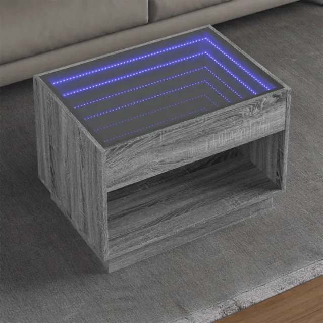 vidaXL Salontafel met Infinity LED 70x50x50 cm grijs sonoma eikenkleur