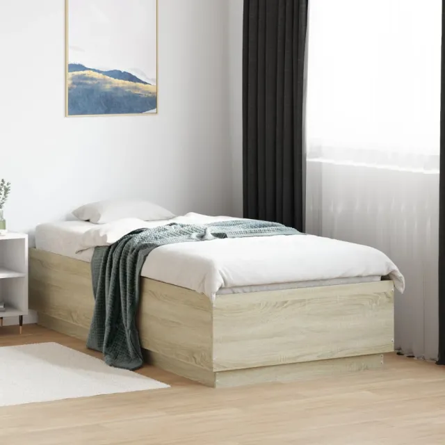 vidaXL Bedframe bewerkt hout sonoma eikenkleurig 75x190 cm Bruin