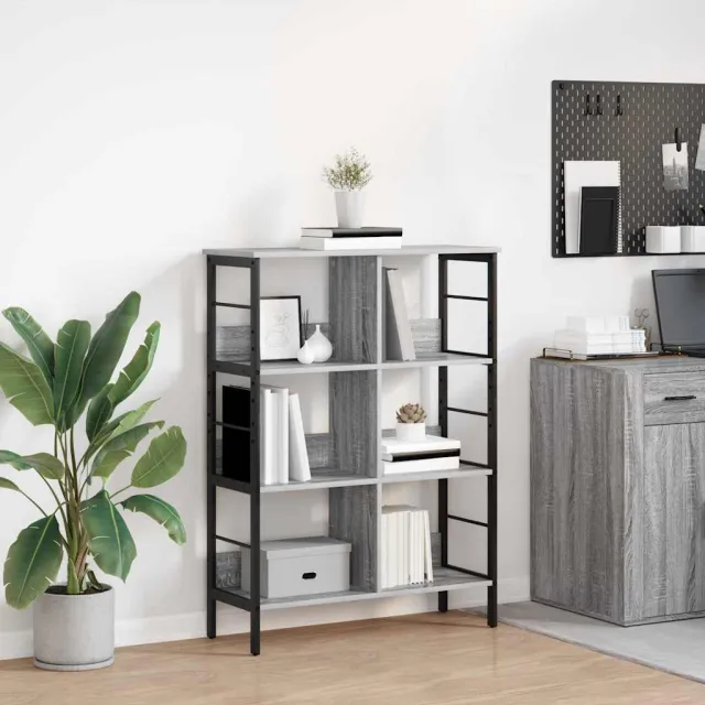 vidaXL Boekenkast 6-laags 82 x 32 x 112 cm Bewerkt hout Grijs Sonoma