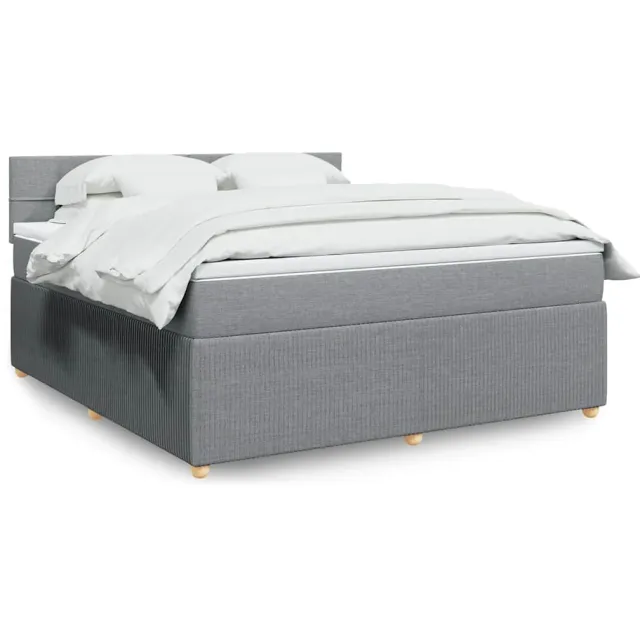 vidaXL Boxspring met matras stof lichtgrijs 180x200 cm grijs
