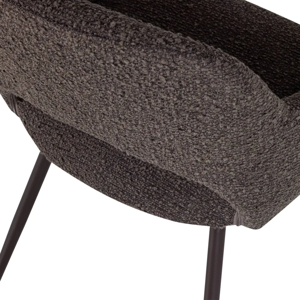 WOOOD Jenny eetkamerstoel bouclé brown melange, foto 6