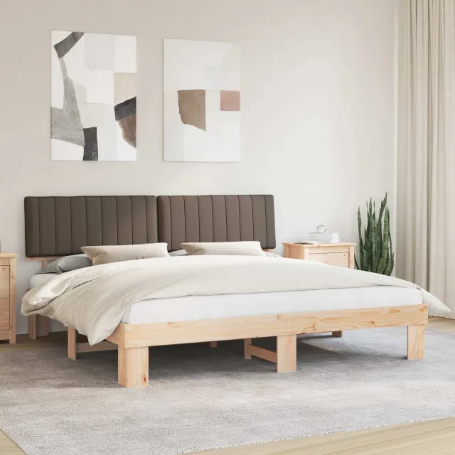 vidaXL Bedframe met Gevoerd Hoofdgedeelte Taupe 200 x 200 cm