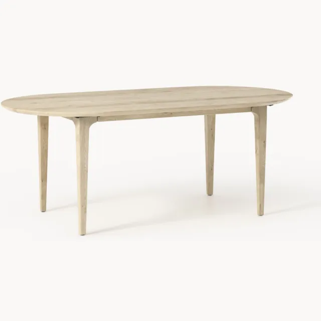 Westwing Collection Ovale eettafel Archie van eikenhout, 200 x 100 cm Wit