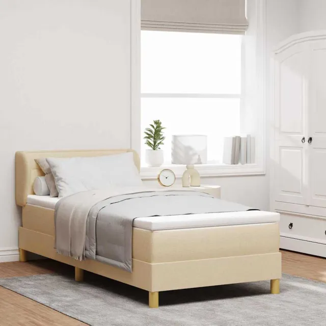 vidaXL Boxspringbed met matras met hoofdeinde Crème 90 x 190 cm Stof
