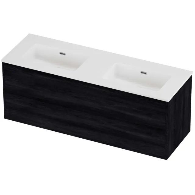 Proline Tribute Badmeubelset Porselein Elegant 2 Laden 140x46x54 cm Mat White Black Oak Eiken