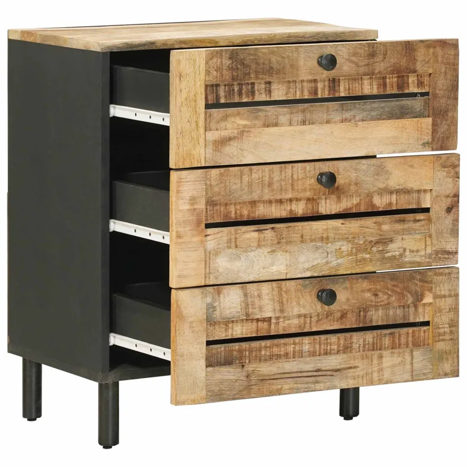 vidaXL Nachtkastje Naturel 50 x 33 x 62 cm Massief Mango Hout Bruin