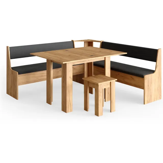 Vicco Roman Hoekbank set – 180 x 180 cm met tafel Krachtige eik goud Goudkleurig Eiken