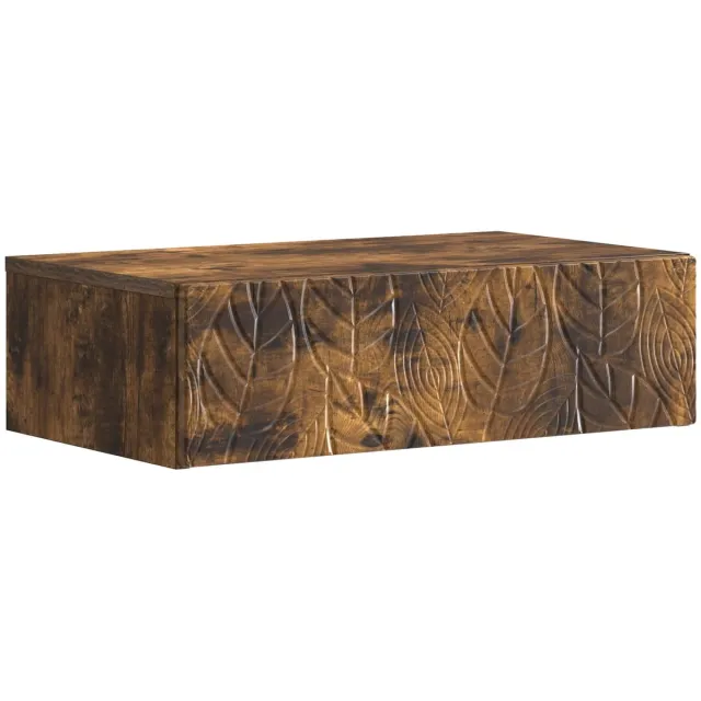 vidaXL Wandgemonteerde - Zijtafel - 87,5 - x - 34,5 - x - 17 - cm - Bewerkt - hout Gerookt eiken