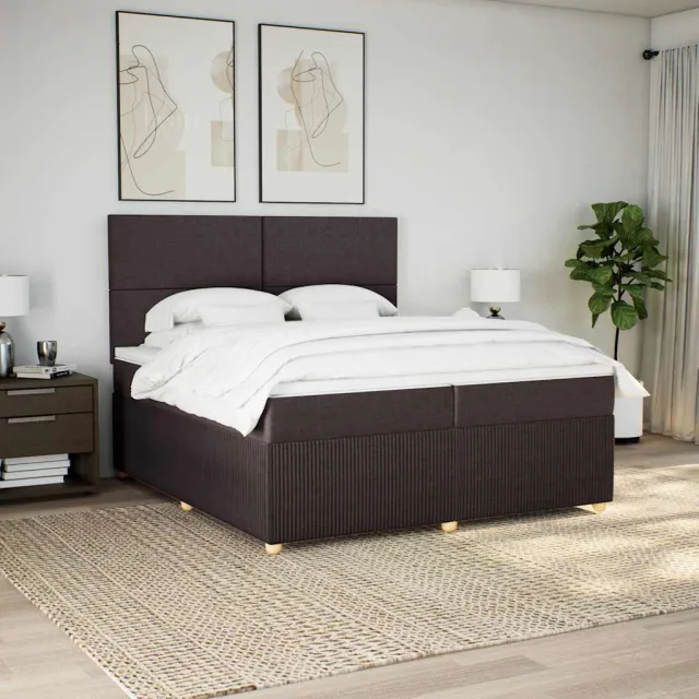 vidaXL Boxspring met matras stof donkerbruin 200x200 cm bruin