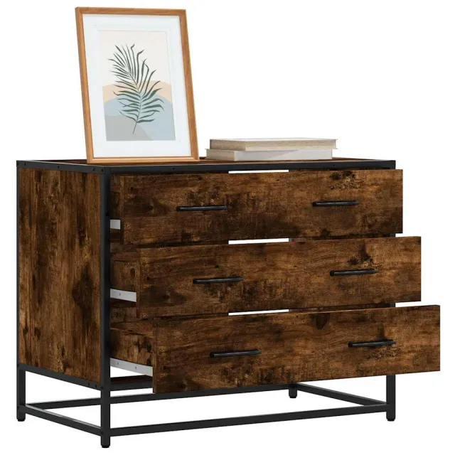 vidaXL Ladekast 70x41x56 cm bewerkt hout gerookt eikenkleurig Bruin