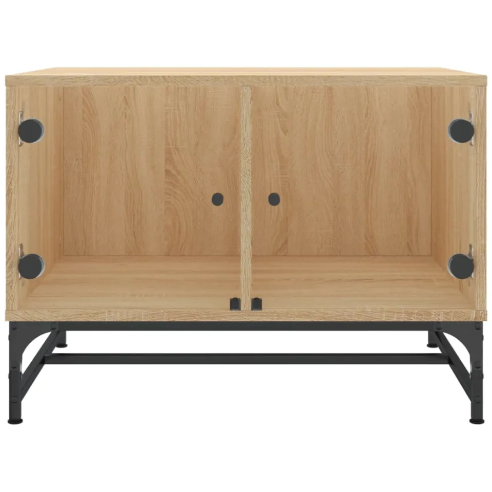 vidaXL Salontafel met glazen deuren 68,5x50x50 cm sonoma eikenkleurig Bruin