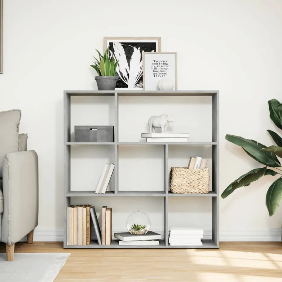 vidaXL Kamerscherm / boekenkast 102x29x103,5 cm hout betongrijs grijs, foto 2