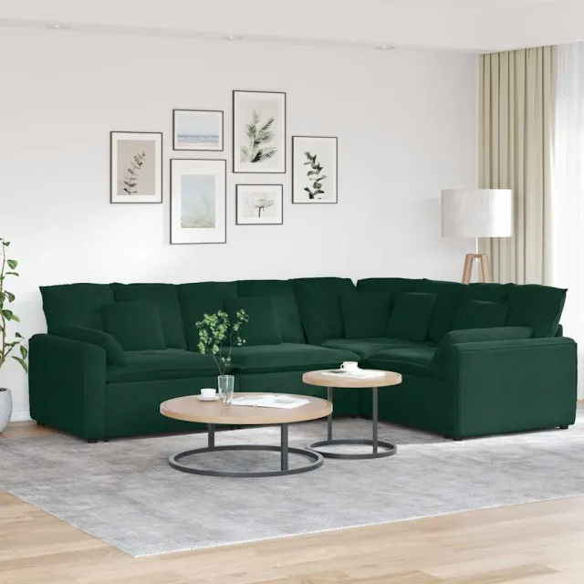 vidaXL Modulaire bank met kussens fluweel donkergroen