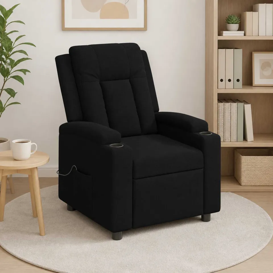 vidaXL Massage-relaxstoel Zwart 75 x 95 x 100 cm Stof, foto 4