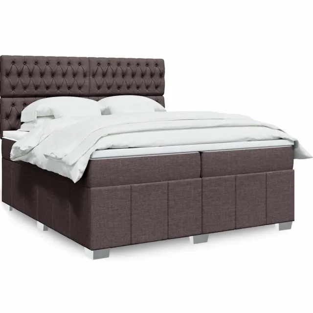 vidaXL Boxspring met matras stof donkerbruin 200x200 cm bruin