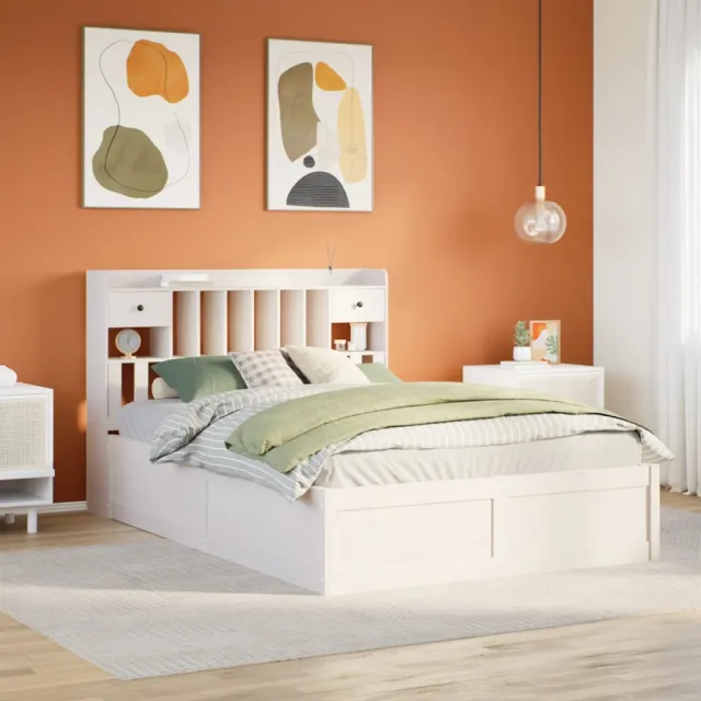 vidaXL Bedframe zonder matras massief grenenhout wit 140x190 cm