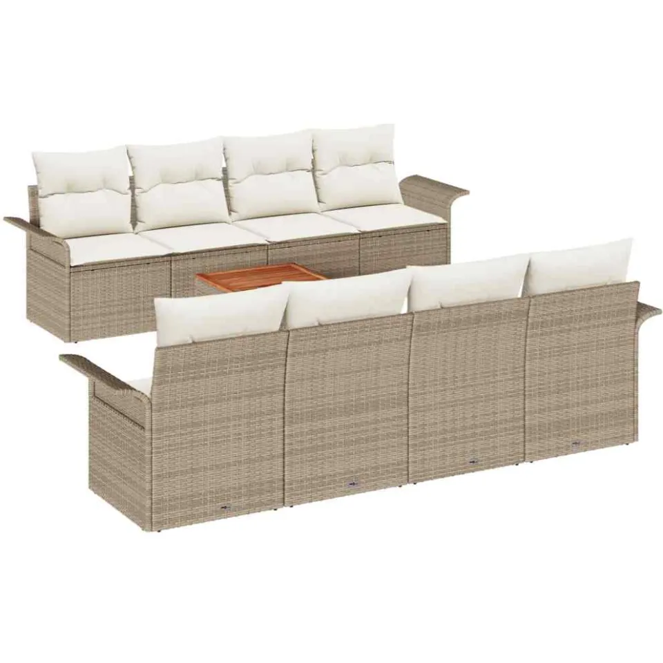 vidaXL Tuinbankenset 9 st Beige poly rattan