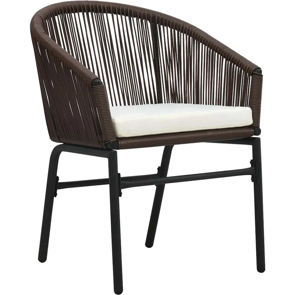 vidaXL 3-delige Bistroset met kussens PE-rattan bruin, foto 2
