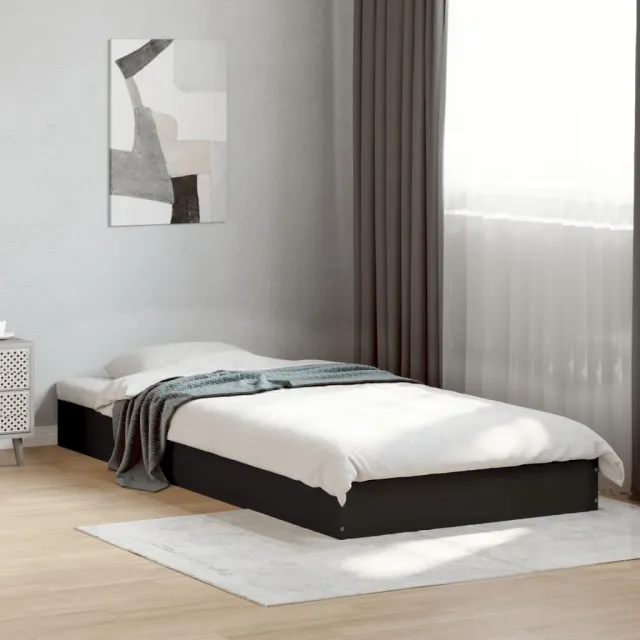 vidaXL Bedframe bewerkt hout zwart 75x190 cm
