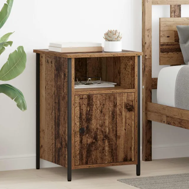 vidaXL Nachtkastje 2 st Oudhout 40 x 42 x 60 cm Bewerkt hout bruin, foto 2