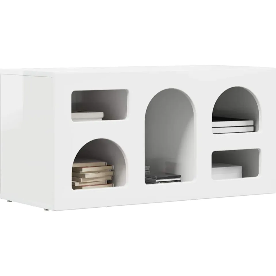 vidaXL TV-kast ELST 80 x 35 x 40 cm Hoogglans wit Bewerkt hout