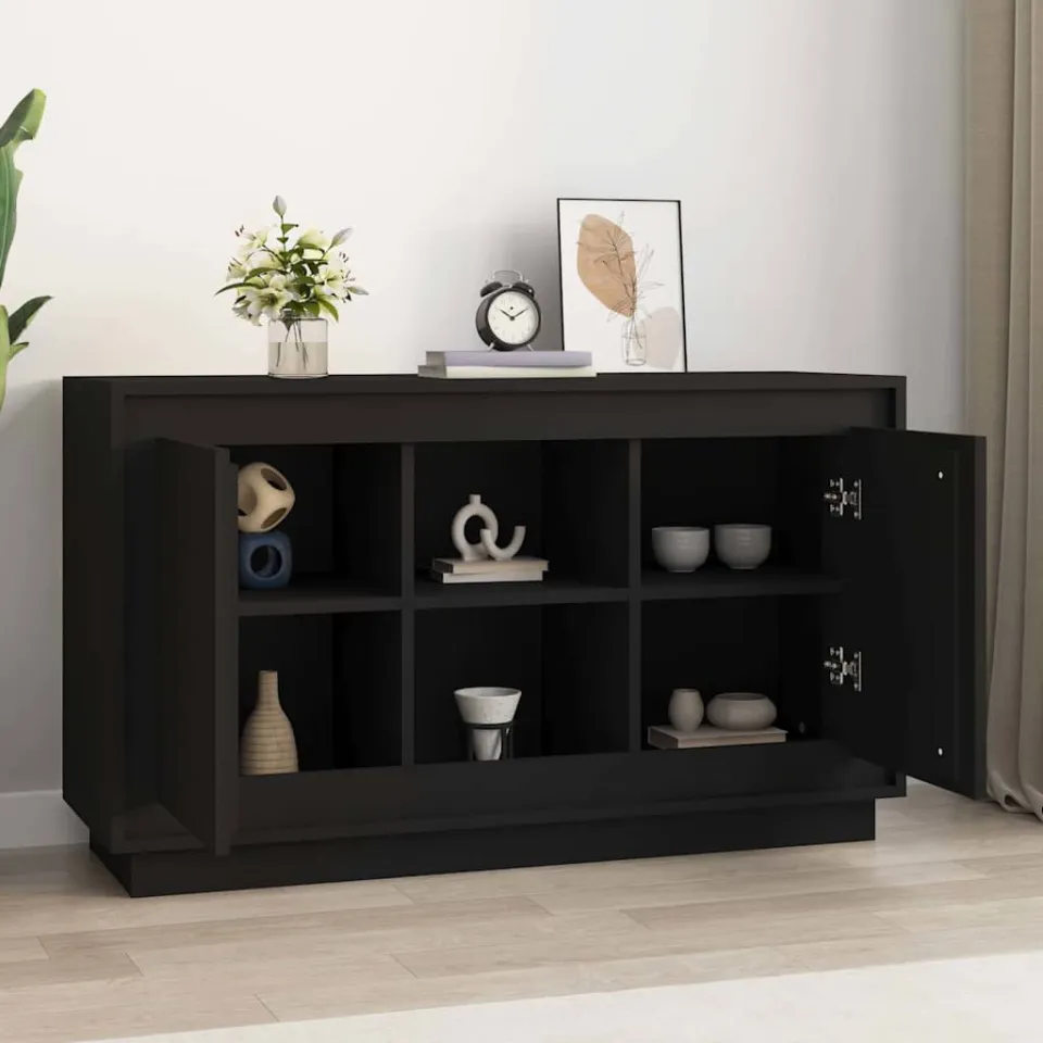 vidaXL Dressoir 102x35x60 cm bewerkt hout zwart, foto 3