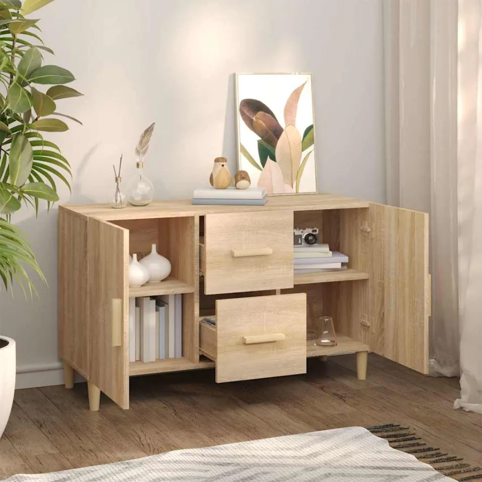 vidaXL Dressoir 100x36x60 cm bewerkt hout sonoma eikenkleurig, foto 3